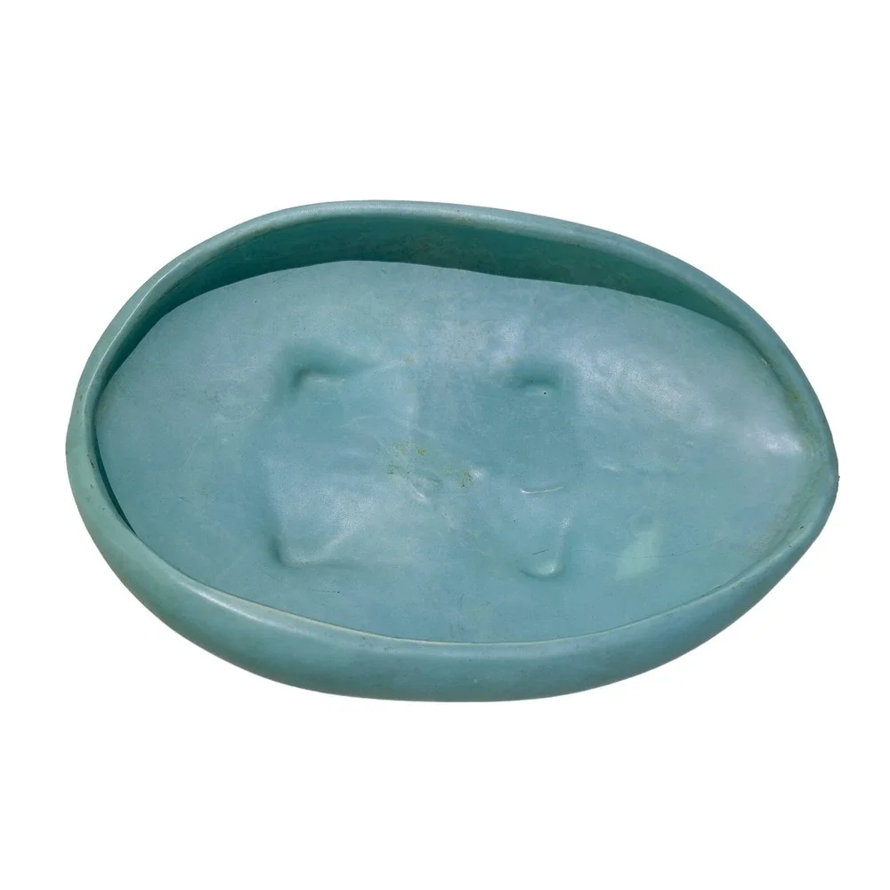 Vintage McCoy USA Turquoise Footed Pottery 10